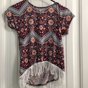 GIRLS T SHIRT/BLOUSE STRINGED BOTTOM 14/16 (L)